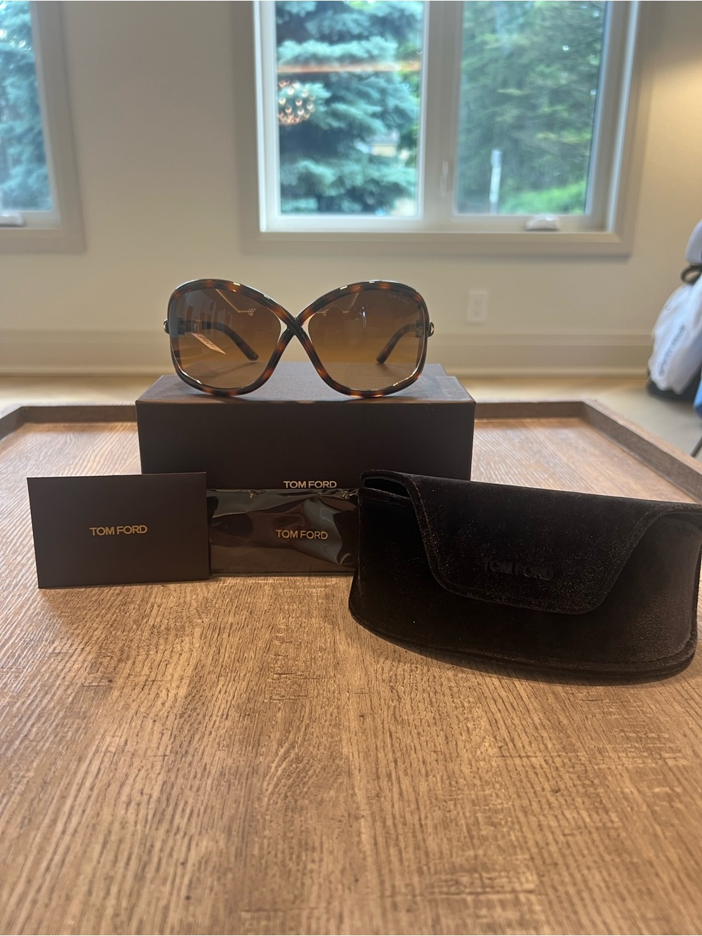 Tom Ford Women's Tortoiseshell Frame Sunglasses with Brown Gradient Lenses